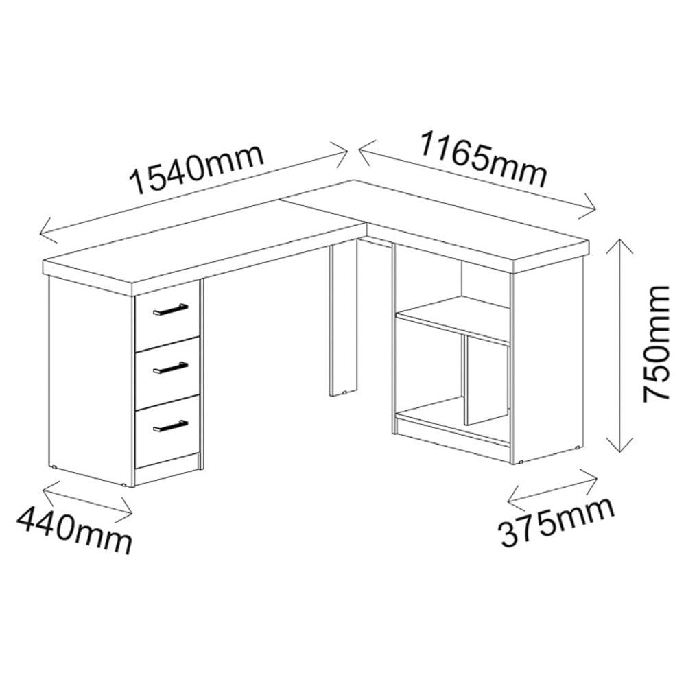 Encontraproduto.com.br - Escrivaninha 3 Gavetas com Nichos Flex Mali Artany