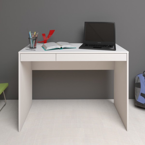 Escrivaninha Para Home Office E Estudos 2 Gavetas 101x75 Cm College Ii Artany Branco Branco