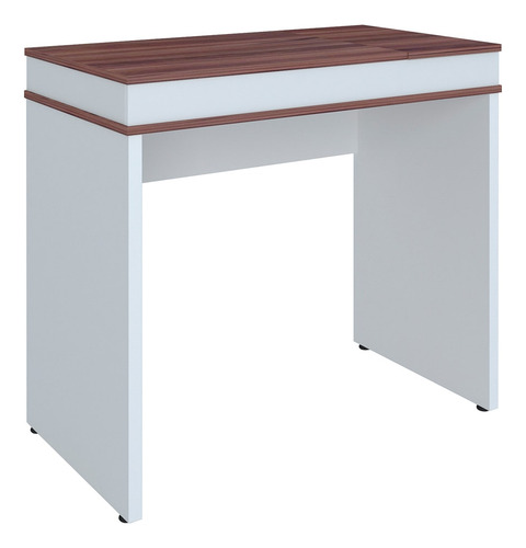 Escrivaninha Para Home Office 2 Portas No Tampo Com 2 Nichos Mind Artany Ipê/Branco