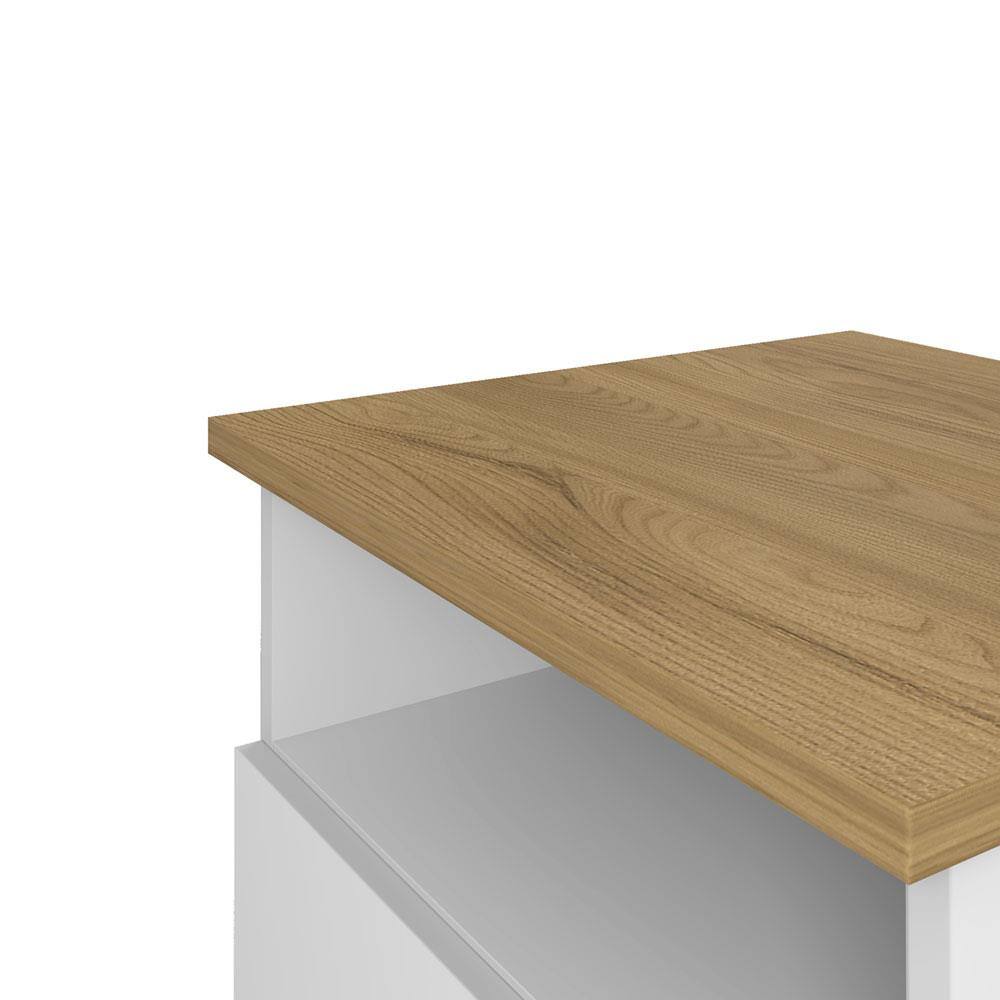 Encontraproduto.com.br - Mesa De Cabeceira 2 Gavetas Retrô Branco Olmo