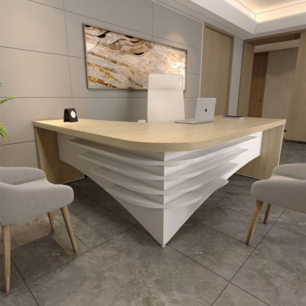 Encontraproduto.com.br - Mesa Para Escritório Recepção E Atendimento Diretor Ld Ii Artany Carvalho/branco Carvalho/branco