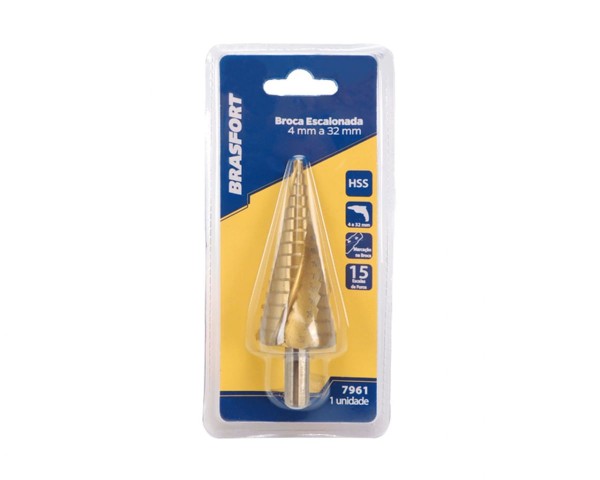 Encontraproduto.com.br - Broca Escalonada 4Mm A 32Mm 15 Etapas