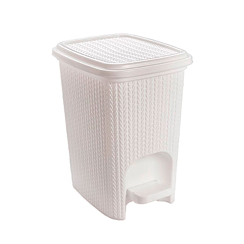 Lixeira de Plástico 7L Trama com Pedal Branca - PLASÚTIL