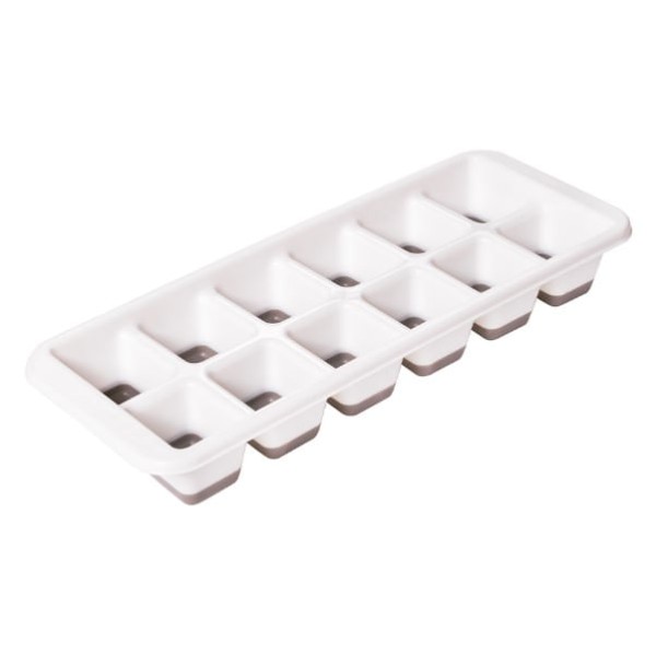 Forma para Gelo em Plástico Branco com Fundo em Silicone Cinza 12 Cubos - Plasutil