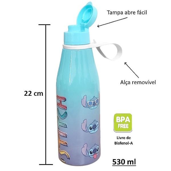 Encontraproduto.com.br - Garrafa Plasútil Abre Fácil Stitch 530ml un
