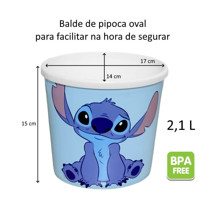 Encontraproduto.com.br - Balde de Pipoca Estampa do Stitch Clássico 2.1 Litros Plasútil