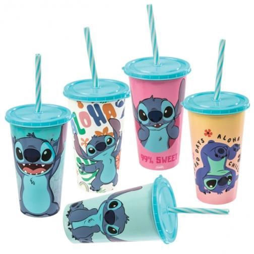 Encontraproduto.com.br - Copo Plasútil Stitch com Canudo 500ml