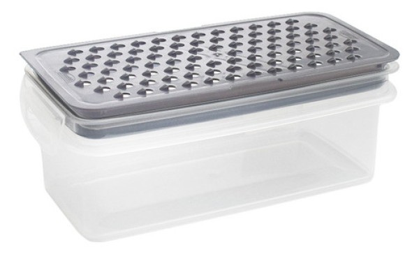 Pote Ralador Tampa Hermetica Plastico BPA Free Cinza 860ml