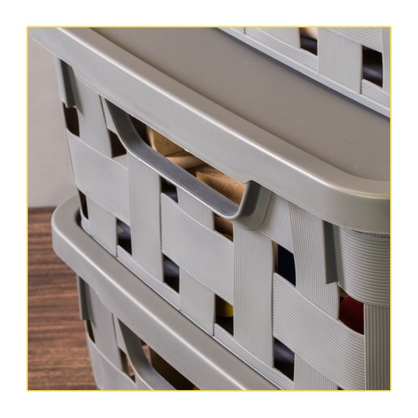 Encontraproduto.com.br - Caixa Organizador Plasutil com Tampa Fita 11 Litros Cinza 15026