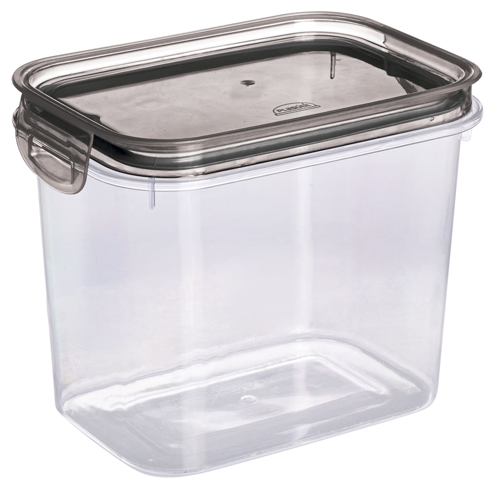 Encontraproduto.com.br - Pote Plástico Hermético Retangular 1.8L Trava Mais Plasútil
