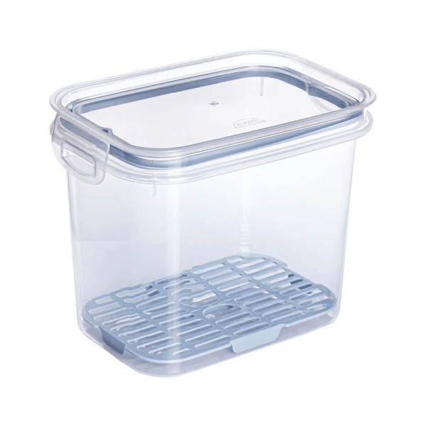 Encontraproduto.com.br - Pote Trava Mais Retangular 1,8 Litros com Escorredor Plasútil - Transparente