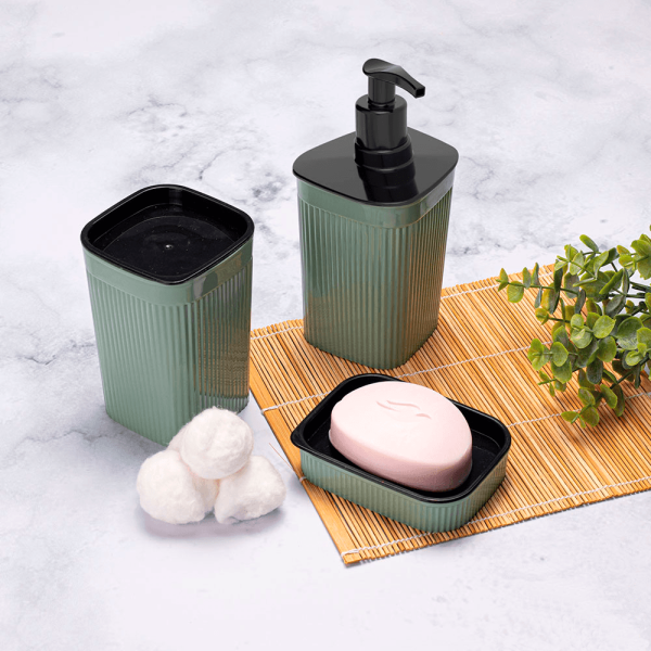 Encontraproduto.com.br - Porta Cotonete e algodão Classic Frisos 420ml Plasútil - Verde
