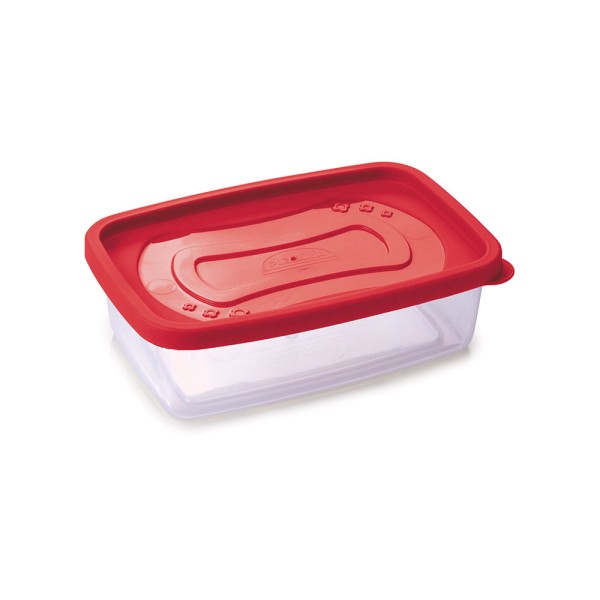 Encontraproduto.com.br - Pote Plástico Retangular Plasútil Clic Vermelho 620ml