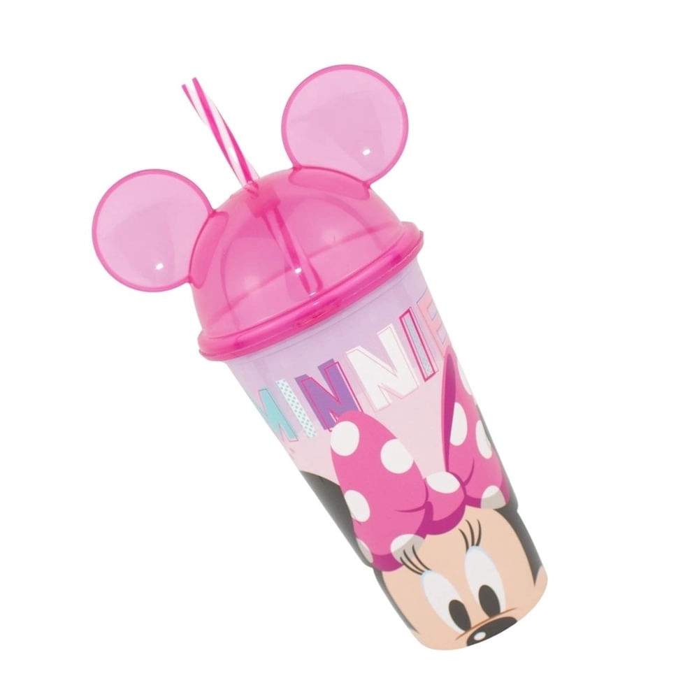 Encontraproduto.com.br - Copo Shake Plasútil c/ Canudo e Orelhas Minnie Mouse 500ml