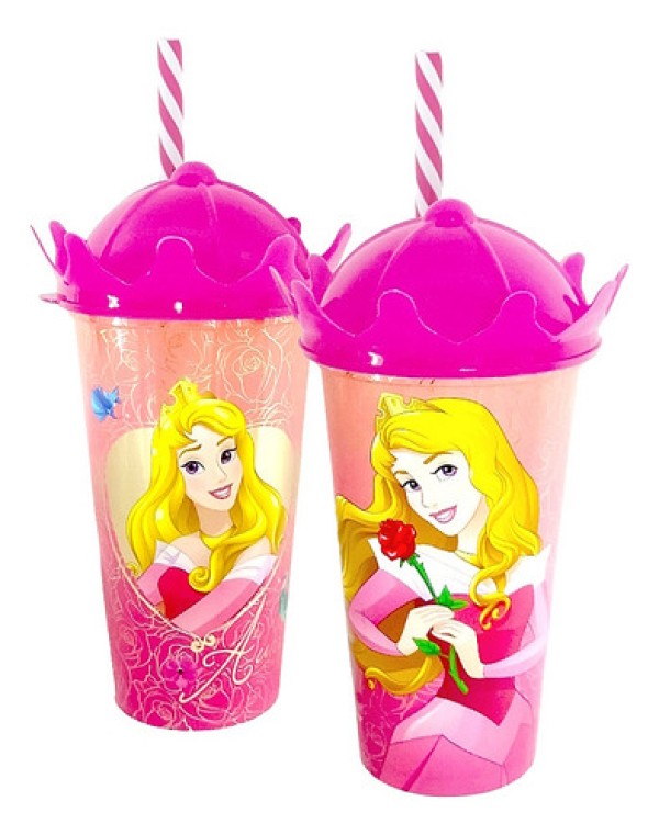Kit Disney Princesa Bela Copo Com Coroa Garrafa E Xícara