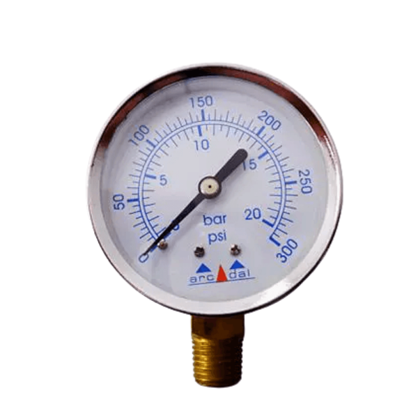 Encontraproduto.com.br - Manômetro Entrada Vertical 1/4 Pol. 300 Lbs Arcom