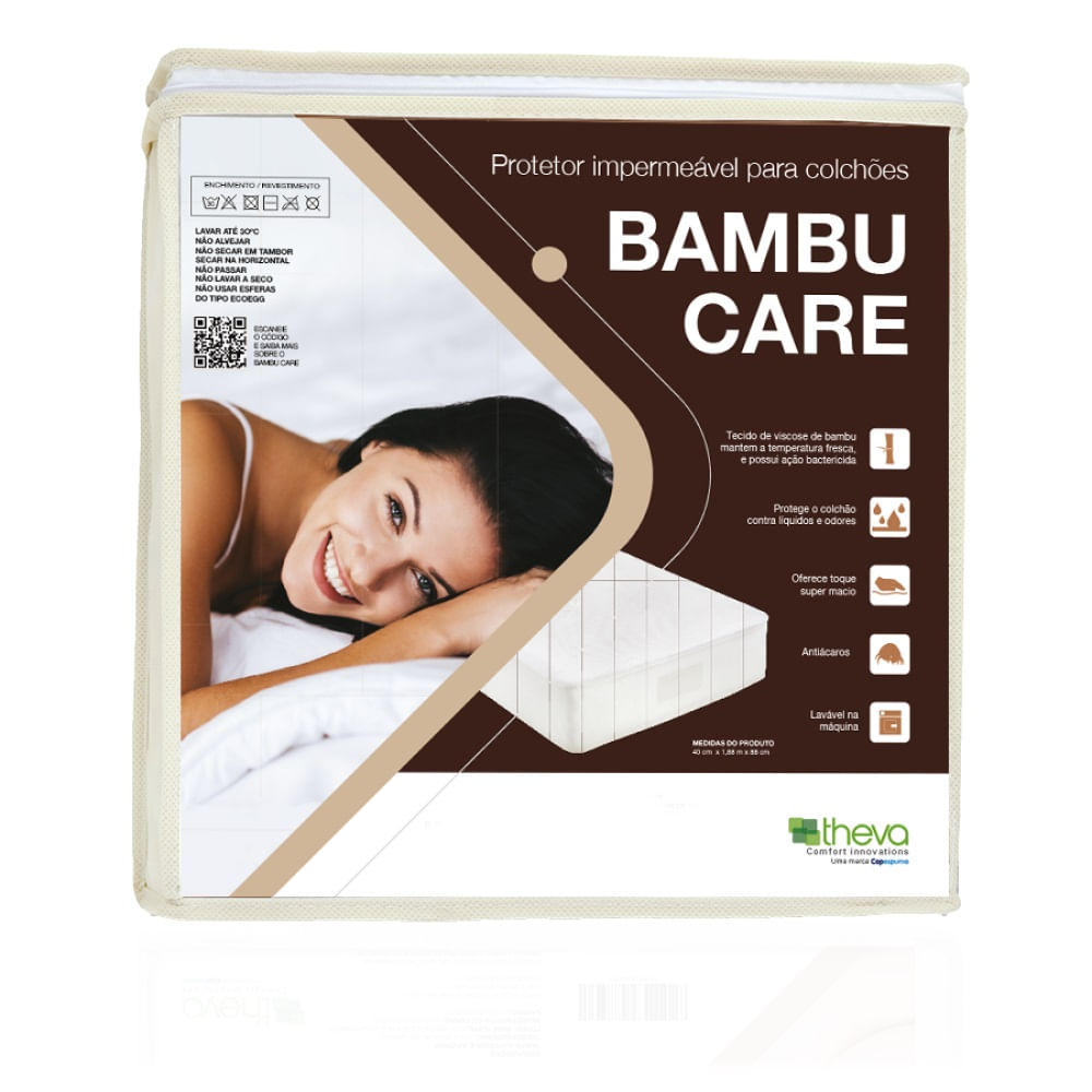 Encontraproduto.com.br - Protetor Colchão Impermeável Bambu Care Casal 138X188 Theva