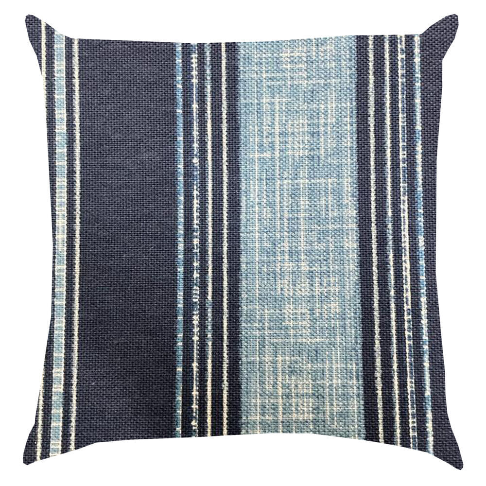 Encontraproduto.com.br - Almofada Astúrias Listrada 43x43cm Azul e Branco Diagonal
