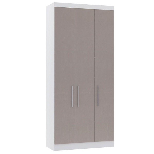 Encontraproduto.com.br - Guarda Roupa Modulado 101,5cm 3 Portas Alpes Luciane Móveis Branco Com Cinammon