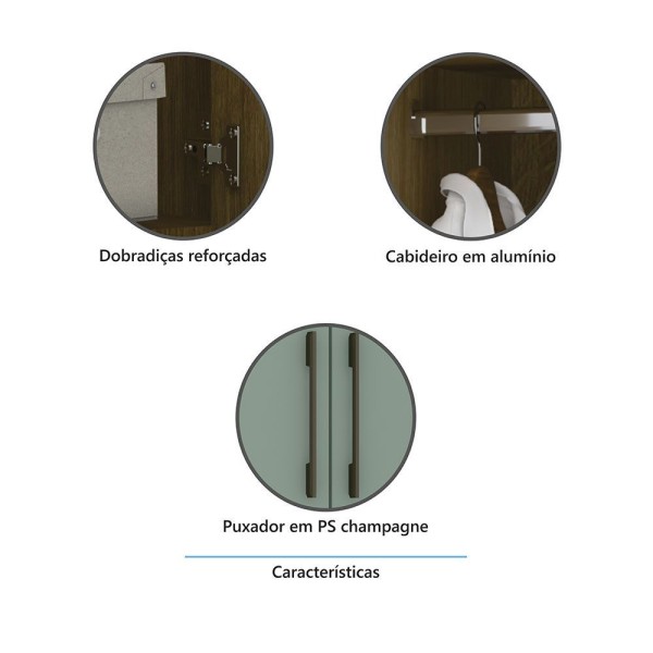 Encontraproduto.com.br - Guarda Roupa Modulado 79cm 2 Portas Paris Luciane Móveis Avelã Pf Com Cinammon Pf