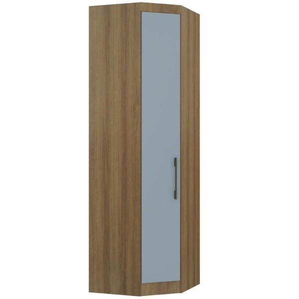 Encontraproduto.com.br - Guarda Roupa De Canto Diagonal Modulado 70cm 1 Porta Paris Luciane Móveis Avelã Pf Com Grey Sky Pf