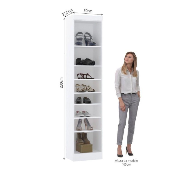 Encontraproduto.com.br - Guarda Roupa Sapateira Modulado 50cm 1 Porta Alpes Luciane Móveis Branco Pf Com Avelã Pf