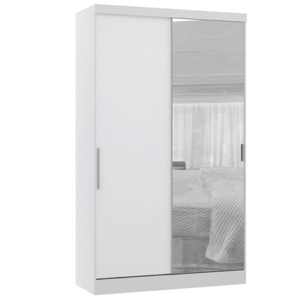 Encontraproduto.com.br - Guarda Roupas 134,5cm 2 Pts De Correr Com Espelho Alpes Luciane Móveis Branco