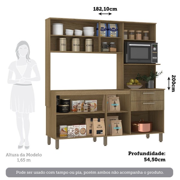 Encontraproduto.com.br - Cozinha Compacta 8 Portas E 2 Gavetas Luciane Móveis Carvalho Avelã