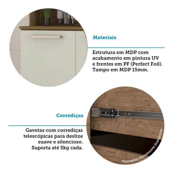 Encontraproduto.com.br - Cozinha Compacta 10 Portas E 2 Gavetas Com Tampo Luciane Móveis Carvalho Arenas