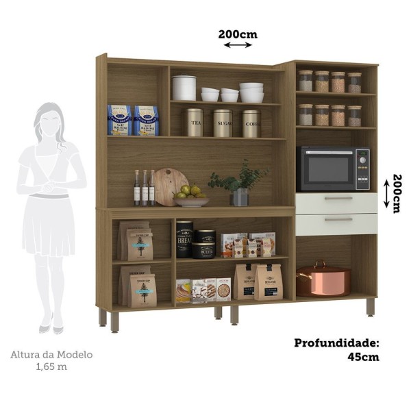 Encontraproduto.com.br - Cozinha Compacta 10 Portas E 2 Gavetas Com Tampo Luciane Móveis Carvalho Arenas