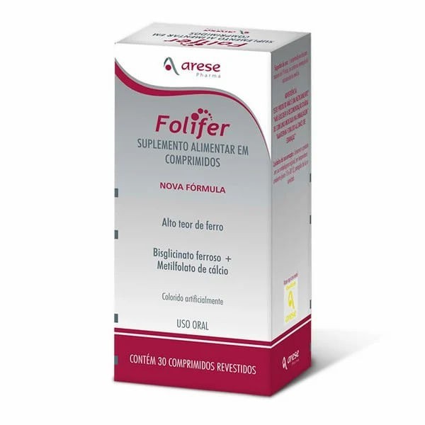 Encontraproduto.com.br - Suplemento Alimentar Folifer Arese 30 Comprimidos Revestidos