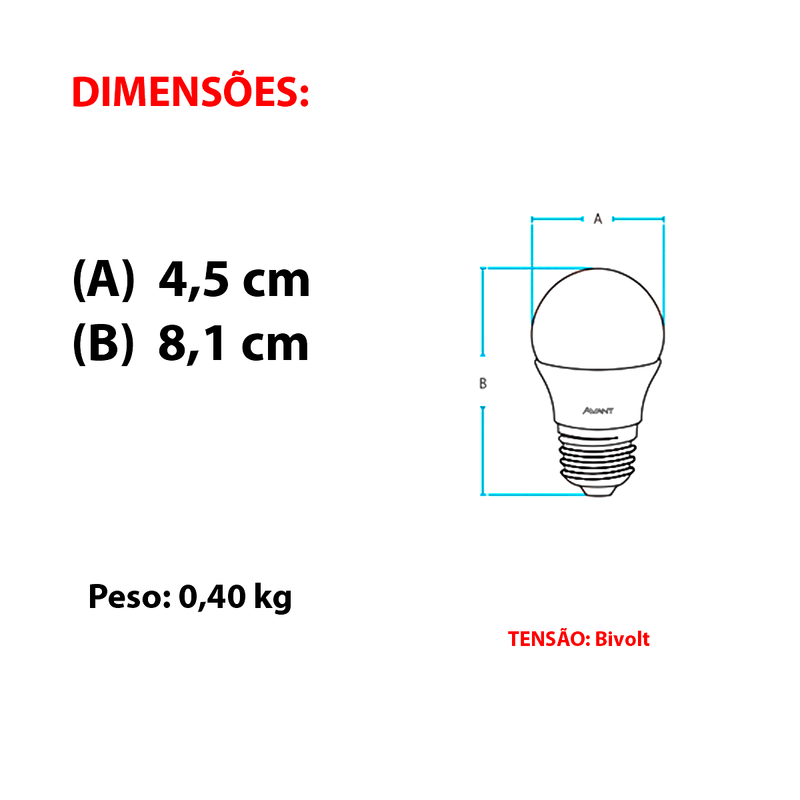 Encontraproduto.com.br - Lampada Bolinha Avant E27 Vermelho 4w Biv 168795477