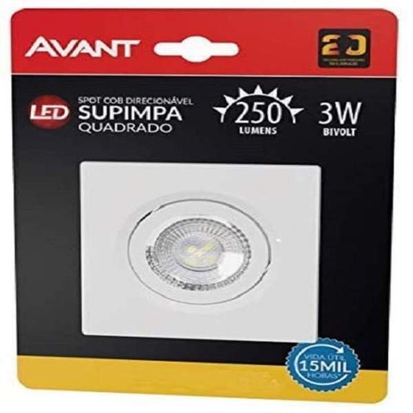 Spot Led Quadrado Branca 3w 3000k - Avant
