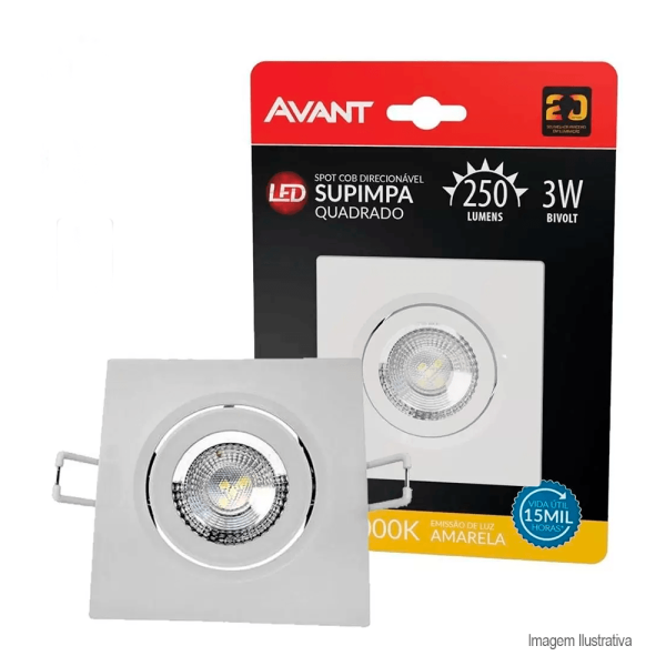Encontraproduto.com.br - Spot Led Quadrado Branca 3w 3000k - Avant