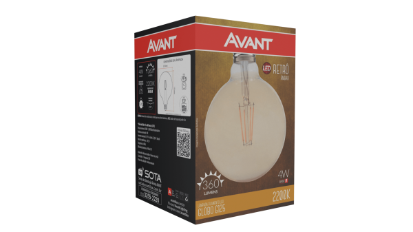 Encontraproduto.com.br - PONTA DE ESTOQUE | Lâmpada Led Globo Retrô G125 2200K 4W Bivolt Avant
