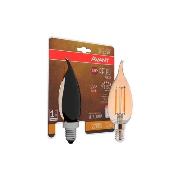 Lâmpada Retrô Vela Chama Vidro Avant 2W 220V