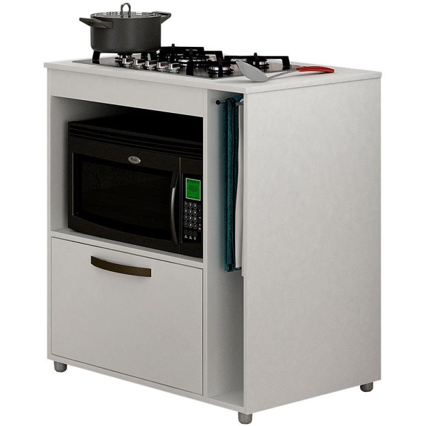 Encontraproduto.com.br - Balcão Cooktop CHF Móveis Bia em MDP 15mm com Nicho Toalheiro, 1 Porta, 1 Prateleira