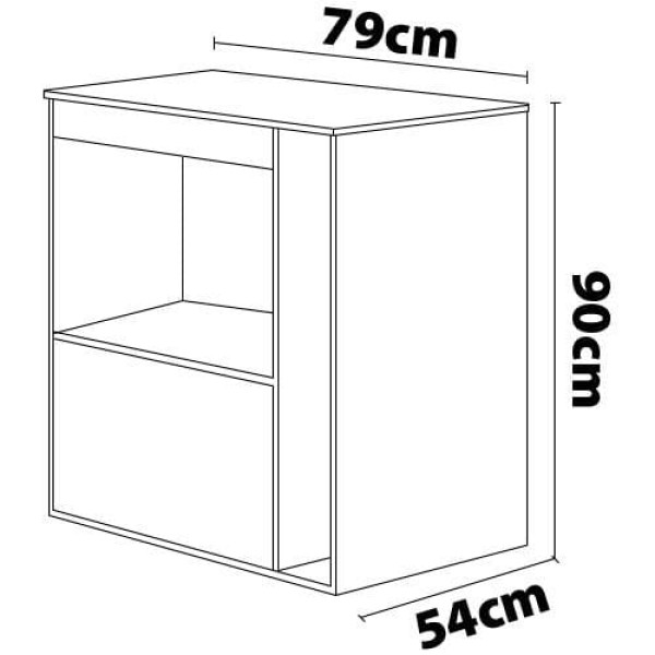 Encontraproduto.com.br - Balcão Cooktop CHF Móveis Bia em MDP 15mm com Nicho Toalheiro, 1 Porta, 1 Prateleira
