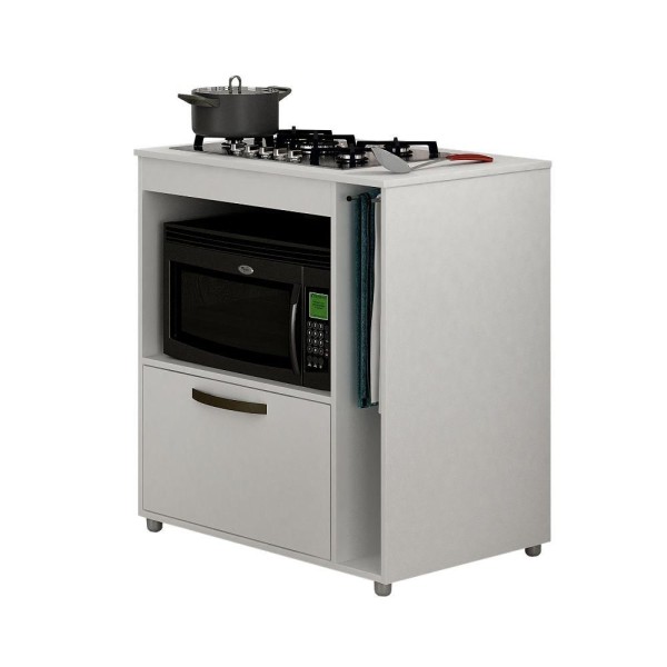 Encontraproduto.com.br - Balcão Cooktop CHF Móveis Bia em MDP 15mm com Nicho Toalheiro, 1 Porta, 1 Prateleira