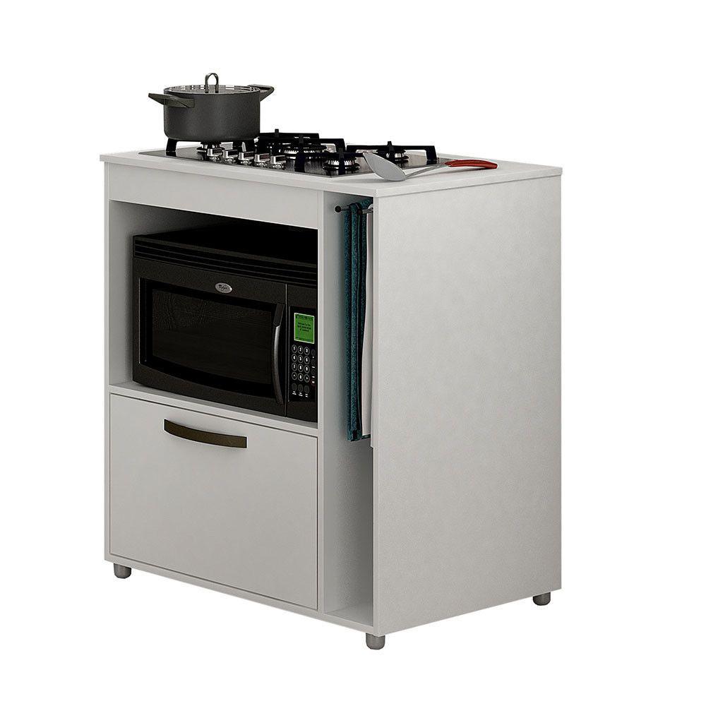 Encontraproduto.com.br - Balcão Cooktop CHF Móveis Bia em MDP 15mm com Nicho Toalheiro, 1 Porta, 1 Prateleira