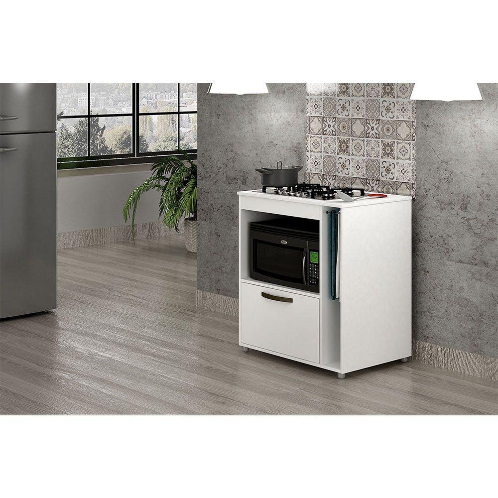 Encontraproduto.com.br - Balcão Cooktop CHF Móveis Bia em MDP 15mm com Nicho Toalheiro, 1 Porta, 1 Prateleira