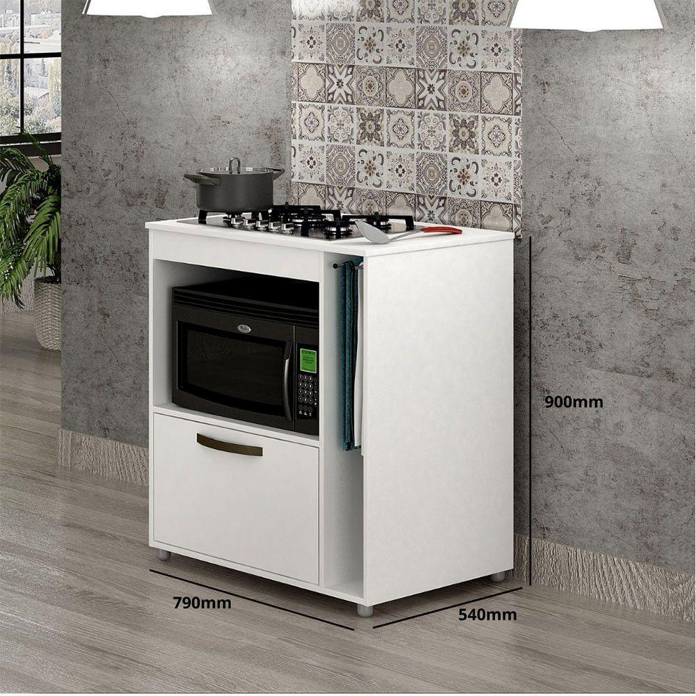 Encontraproduto.com.br - Balcão Cooktop CHF Móveis Bia em MDP 15mm com Nicho Toalheiro, 1 Porta, 1 Prateleira