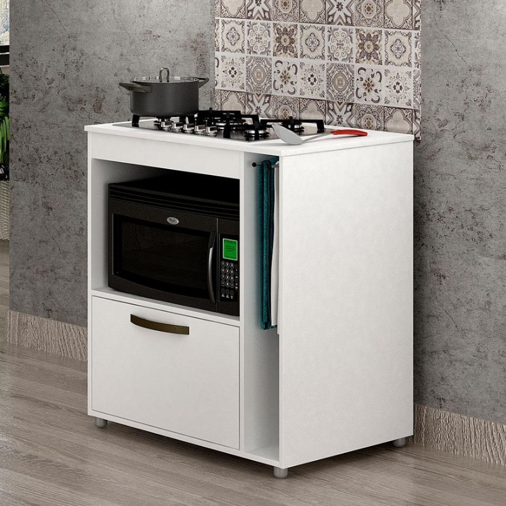 Encontraproduto.com.br - Balcão Cooktop CHF Móveis Bia em MDP 15mm com Nicho Toalheiro, 1 Porta, 1 Prateleira