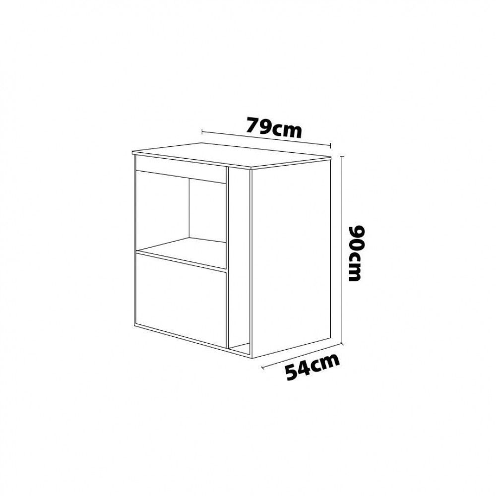Encontraproduto.com.br - Balcão Cooktop CHF Móveis Bia em MDP 15mm com Nicho Toalheiro, 1 Porta, 1 Prateleira