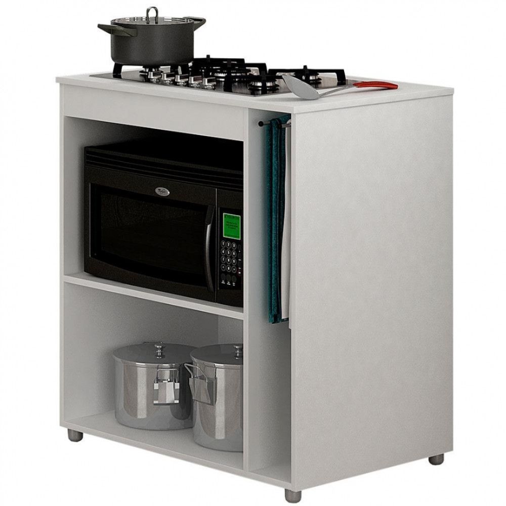 Encontraproduto.com.br - Balcão Cooktop CHF Móveis Bia em MDP 15mm com Nicho Toalheiro, 1 Porta, 1 Prateleira