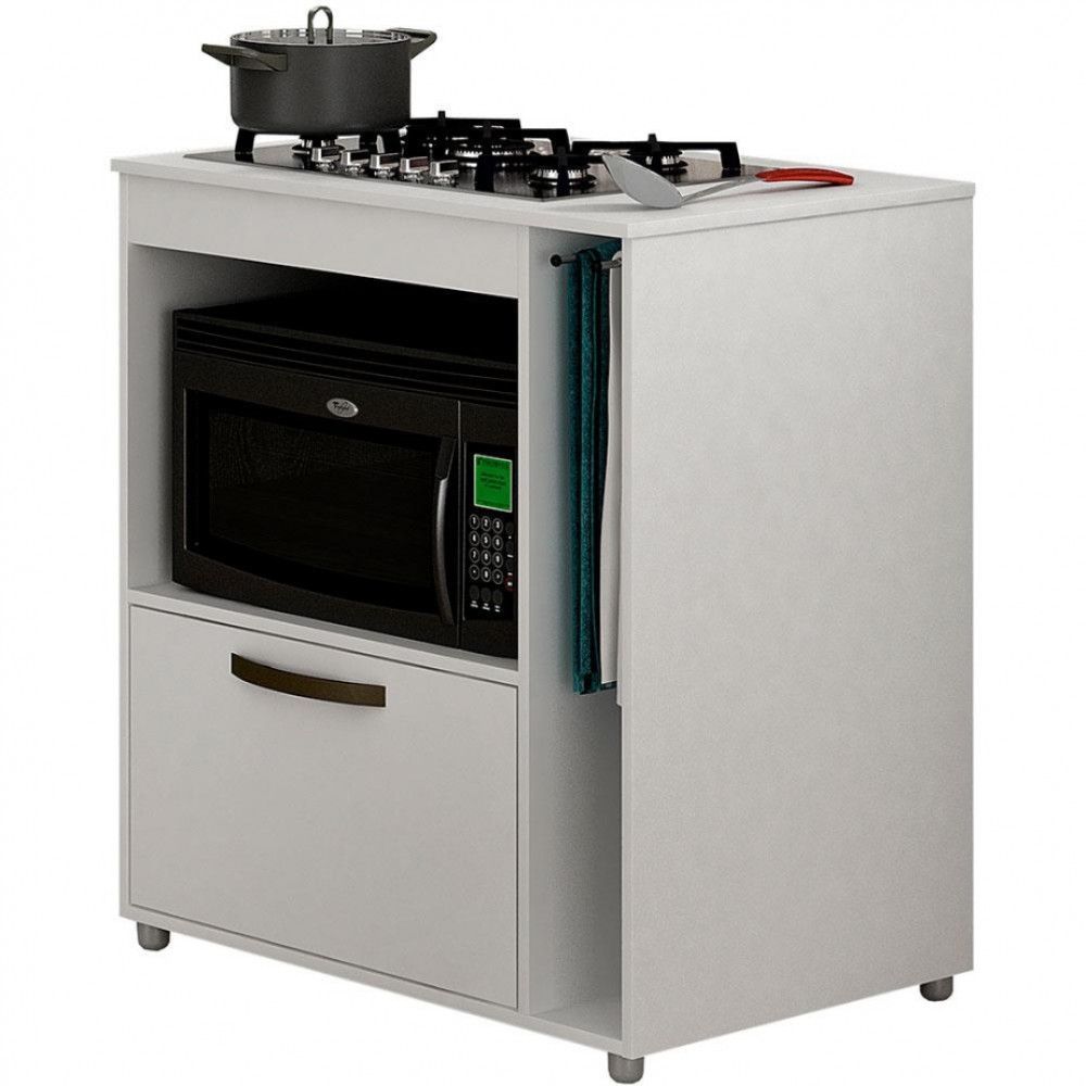 Encontraproduto.com.br - Balcão Cooktop CHF Móveis Bia em MDP 15mm com Nicho Toalheiro, 1 Porta, 1 Prateleira