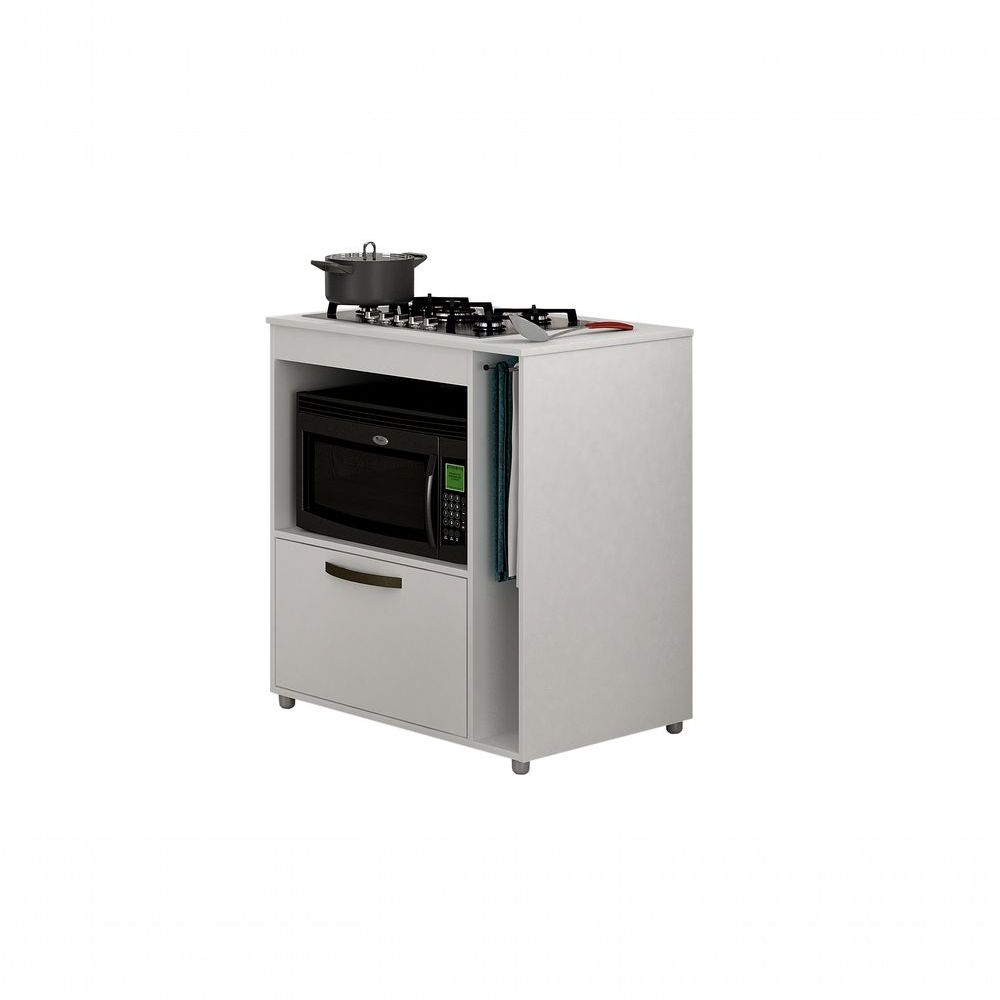 Encontraproduto.com.br - Balcão Cooktop CHF Móveis Bia em MDP 15mm com Nicho Toalheiro, 1 Porta, 1 Prateleira