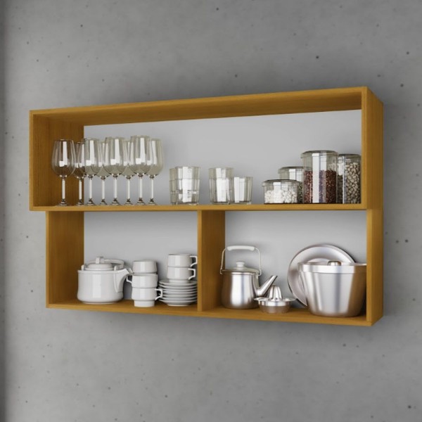Encontraproduto.com.br - Armário Aéreo de Cozinha 3 Portas Pilar Cinamomo com Branco Acetinado