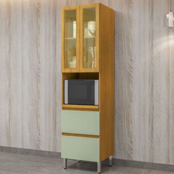 Encontraproduto.com.br - Paneleiro Cristaleira Torre Quente Pilar Cinamomo com Verde Menta