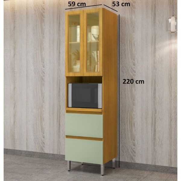 Encontraproduto.com.br - Paneleiro Cristaleira Torre Quente Pilar Cinamomo com Verde Menta